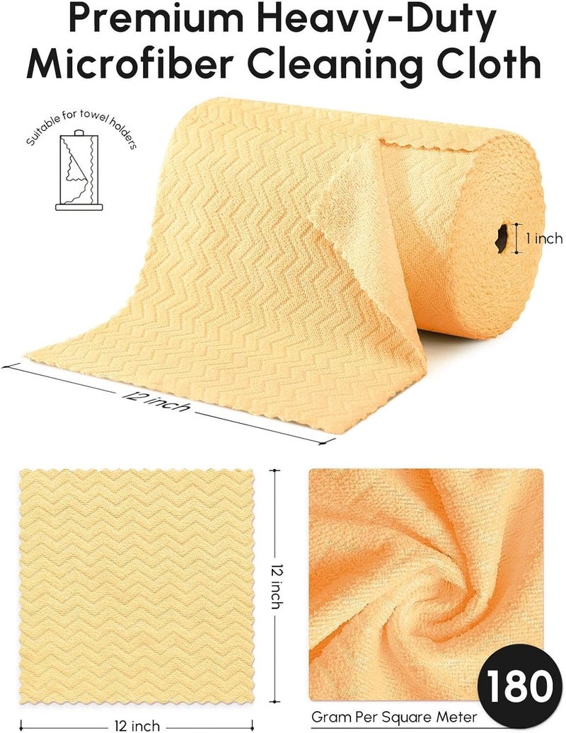 SOOWASH Microfiber Cleaning Cloths Roll, 75 Pack Tear Away Microfiber Towels Roll, 12" x 12" Lint Free Rags, Reusable Cleaning Cloths, Washable, Scratch Free,Ultra Absorbent Dish Rags(Orange Ripple) - Image 3